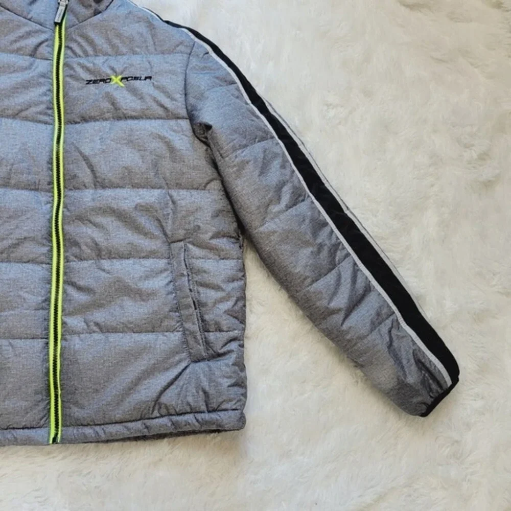 ZeroXposur Boys‎ Puffer Jacket Gray Neon Zip Size XL 18 20 Winter Warm